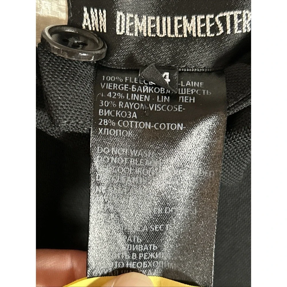 Ann Demeulemeester Womens Black 100% FleeceWool Straight Leg Ankle Pants Sz 44